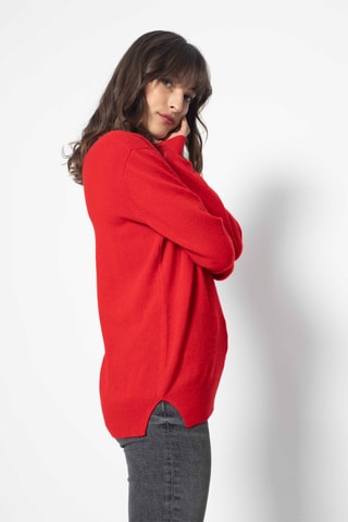 Pull Gardoria 100% cachemire, 2 fils - Col en V - Rouge