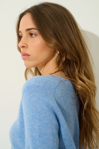 Pull Galise 100% cachemire, 2 fils - Col en V - Bleu