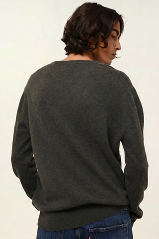 Pull Agel 100% cachemire, 2 fils - Col en V - Vert