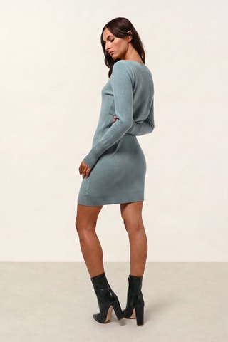 Robe pull Armet 100% cachemire, 2 fils - Col rond - Vert