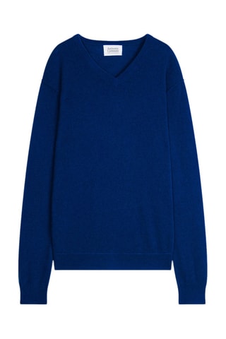 Pull Timeo 100% cachemire, 2 fils - Col en V - Bleu