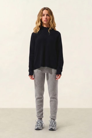 Pull Benedicte 100% cachemire, 2 fils - Col montant - Noir