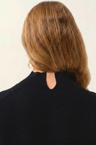 Pull Benedicte 100% cachemire, 2 fils - Col montant - Noir