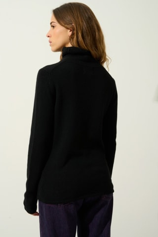 Pull Linda 100% cachemire, 4 fils - Col roulé  - 268 g - Noir