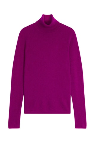 Pull Bise 100% cachemire, 2 fils - Col montant - Violet