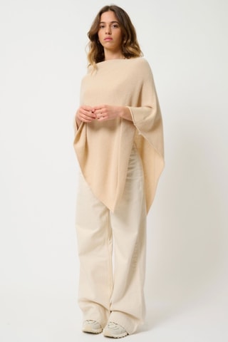 Poncho Meryl 100% cachemire, 4 fils - Col bénitier - Jaune