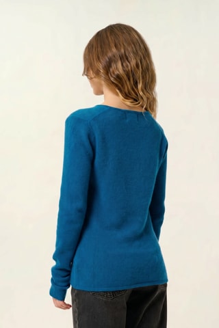 Pull Chelsea 100% cachemire, 4 fils - Col en V - Bleu
