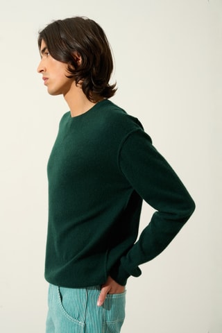 Pull Nolan 100% cachemire, 2 fils - Col rond - Vert