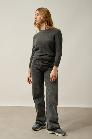 Pull Estaris 100% cachemire, 2 fils - Col rond - Gris