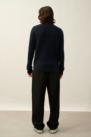Pull Darri 100% cachemire, 2 fils - Col rond - Bleu