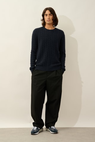Pull Darri 100% cachemire, 2 fils - Col rond - Bleu