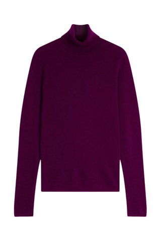 Pull Bise 100% cachemire, 2 fils - Col roulé - Violet