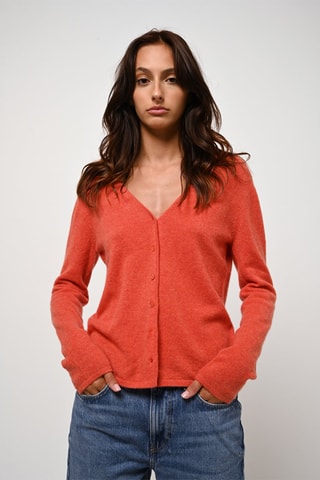 Gilet Chalais 100% cachemire, 2 fils - Col en V - Orange