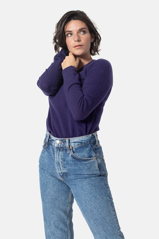 Pull Galise 100% cachemire, 2 fils - Col en V - Violet