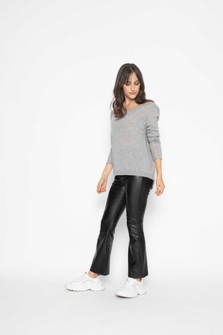 Pull Lanfon 100% cachemire, 2 fils - Encolure en U - Gris
