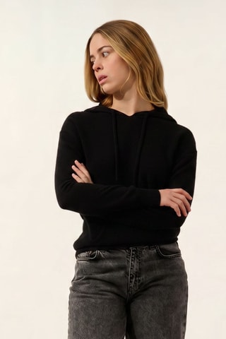 Pull en cachemire à capuche Solara - Noir