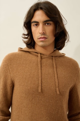 Pull loose en cachemire à capuche Mida - Marron