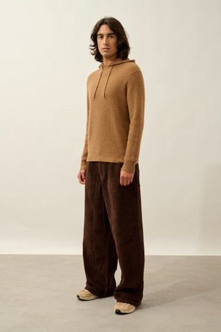 Pull loose en cachemire à capuche Mida - Marron