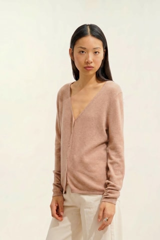 Gilet Chalais 100% cachemire, 2 fils - Col en V - Beige