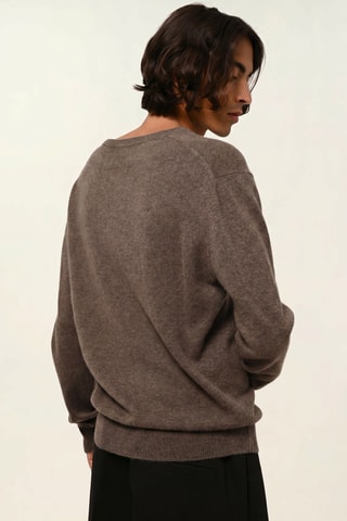 Pull Agel 100% cachemire, 2 fils - Col en V - Marron
