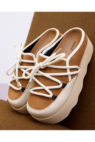 Zuecos de piel con plataforma Lindsay - Blanco y marrón