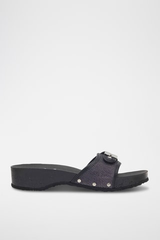 Sandalias de piel de charol de tacón - Negro
