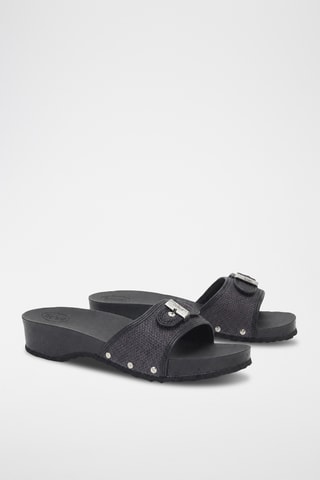 Sandalias de piel de charol de tacón - Negro