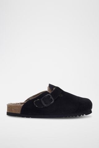 Zuecos forrados de nobuk - Negro