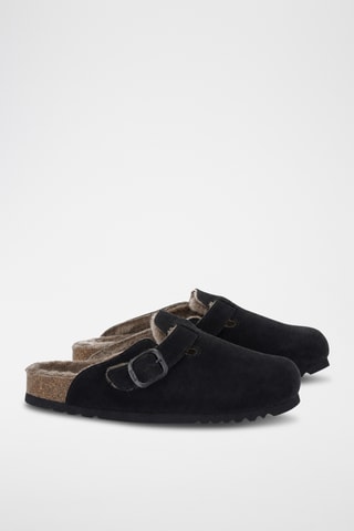 Zuecos forrados de nobuk - Negro