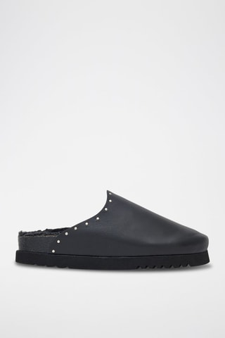 Zuecos de piel FAE Studs - Negro