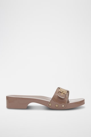 Sandalias de piel de charol de tacón - Gris