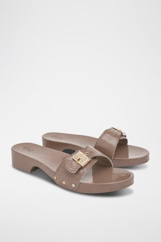 Sandalias de piel de charol de tacón - Gris