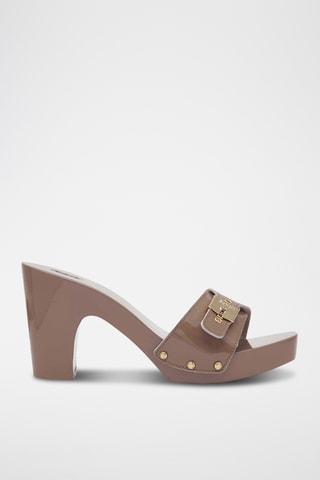 Sandalias de piel de charol de tacón - Gris