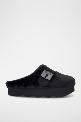 Zuecos forrados con plataforma - Negro