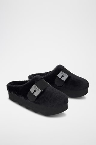 Zuecos forrados con plataforma - Negro