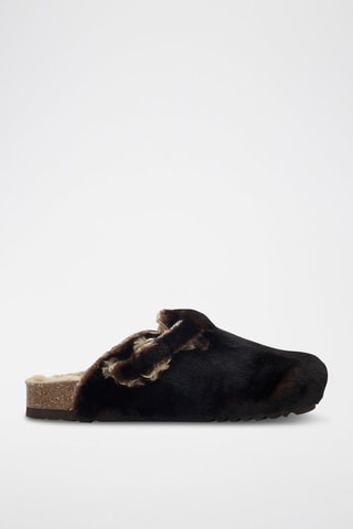 Zuecos de piel ovina forrados Fae New - Beige y marrón