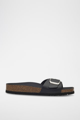 Sandalias de piel con plataforma - Negro