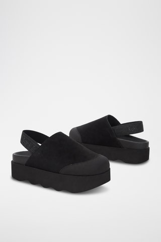 Zuecos de nobuk con plataforma - Negro