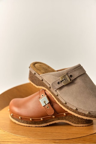 Zuecos de nobuk Pescura - Beige y marrón