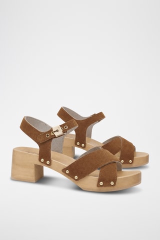 Sandalias de nobuk de tacón - Marrón