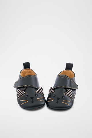 Chaussons à oreilles en cuir - Noir