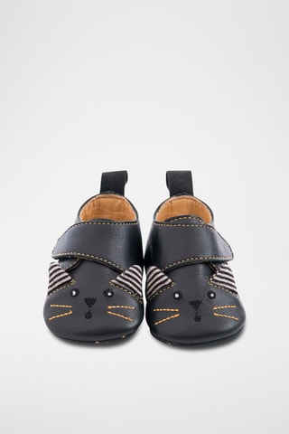 Chaussons à oreilles en cuir - Noir