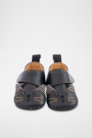 Chaussons à oreilles en cuir - Noir