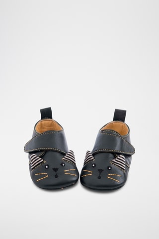 Chaussons à oreilles en cuir - Noir