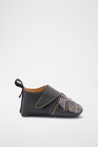 Chaussons à oreilles en cuir - Noir