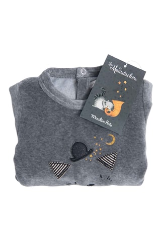 Grenouillère en velours - Gris