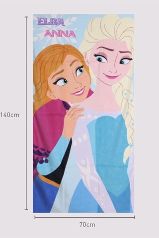 Telo doccia Elsa e Anna Frozen Disney - 70 x 140 cm - Blu e rosa