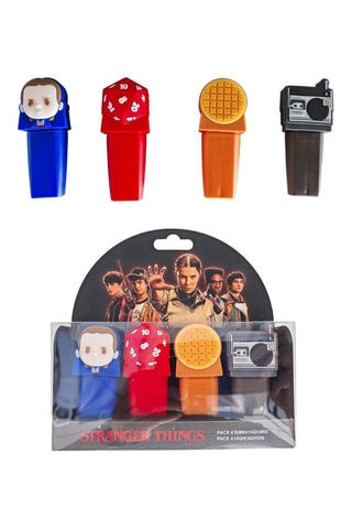 4 evidenziatori Stranger Things - Blu elettrico e rosso