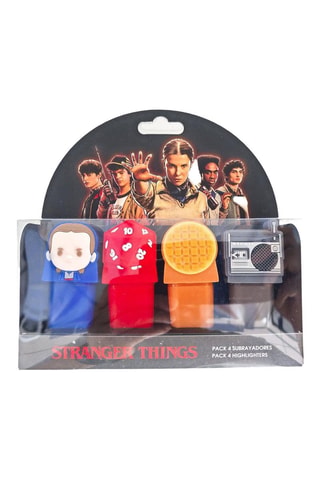 4 evidenziatori Stranger Things - Blu elettrico e rosso