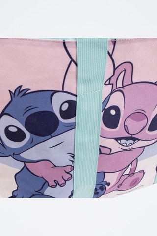 Borsa da spiaggia Stitch & Angel Lilo & Stitch Disney - Bianco, rosa e grigio